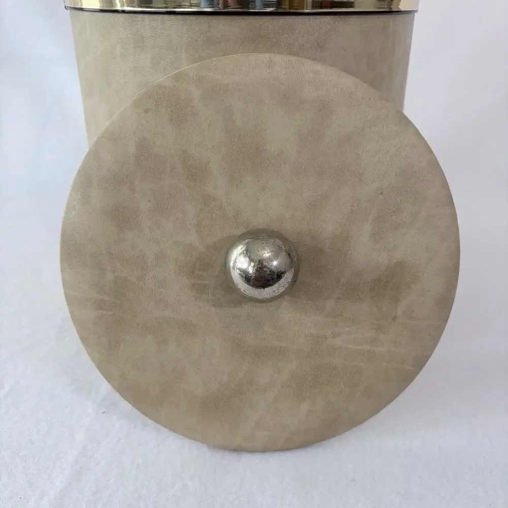 Shelton Designs Ice Bucket Tall Handle Tan MCM Quiet Luxury 70s Beach Bar USA